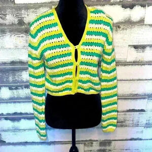 Industry green striped cardigan size small